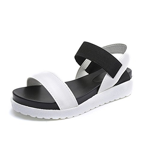 Sandali Donna Bassi con Plateau Estive Peep Toe Sportivi Scarpe 4cm Nero Bianco Argento 35-40 Bianco 38