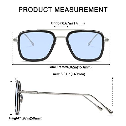 Tony Stark Sunglasses Vintage Square Metal Frame for Men Women -Iron Man and Spider-Man Vintage Sun Glasses3