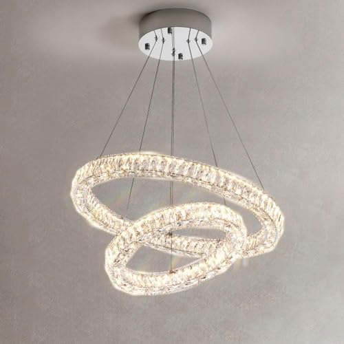 Lustre cascade cristal 60cm | Grand luminaire LED de luxe pour salon