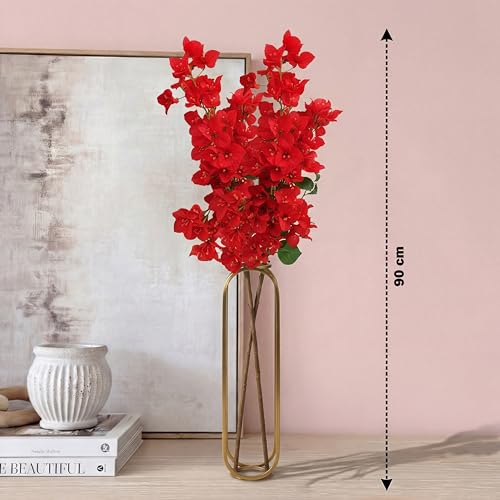 Image of Decor & More 2 PCS Artificial Flowers Bunch - Realistic Silk Bougainvillea Long Stem Artificial Flower Bunch Without Pot | Artificial Flower for Decoration | (Without Pot)