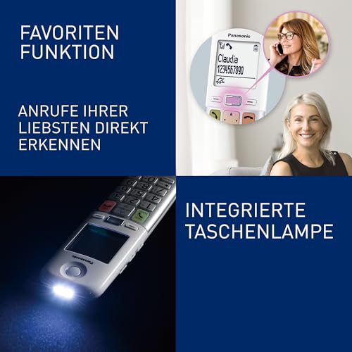Panasonic KX-TGU432EXW digitales schnurloses Telefon mit Anrufbeantworter, Basisstation & 2 Mobilteile, LCD-Display, Favoriten-Taste… – Ansicht 5