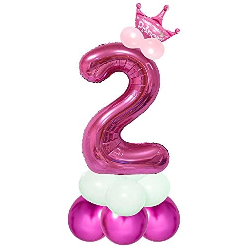 Image of Pink 32 Inches Numbers 2 Shape Large Big Foil Helium Balloons For Party Decorations In Happy Birthday Anniversary Office Items Materials Set Pack, Pack Of 1