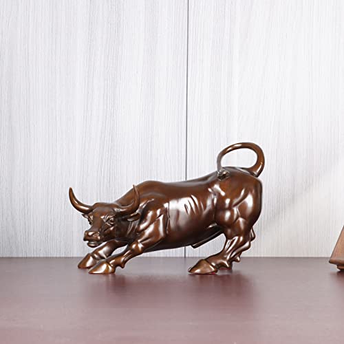 Nileebuker Bronze Wall Street Bull Statue Sculpture Stock Market Charging Bull Animal Figurine Art Home Office Decor 7.8" L #TOP1