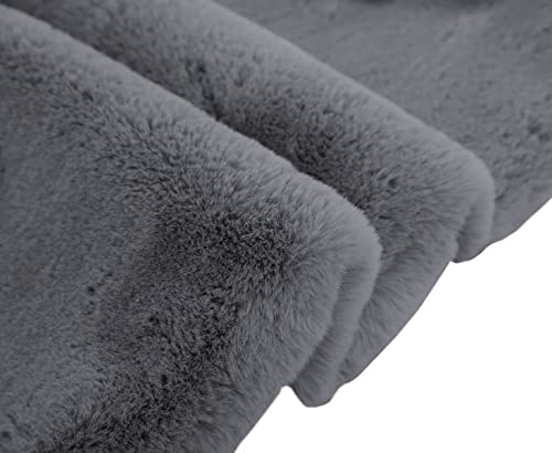 Image of Floor Rug Rabbit Fur 2000 GSM Living Room Mats Anti Skid Water Absorbent Easy Machine Washable Rectangular Rug for Bedroom|Floor| Size 4x6 Feet (120x180 Cm) Dark Grey