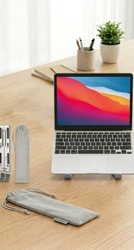 Image of Aluminium Laptop Stand with 7 Different Adjustable Angles, Wide Compatibility, Improved Cooling and Ventilation, and Scratch Protection, Compatible for All Types of Laptop