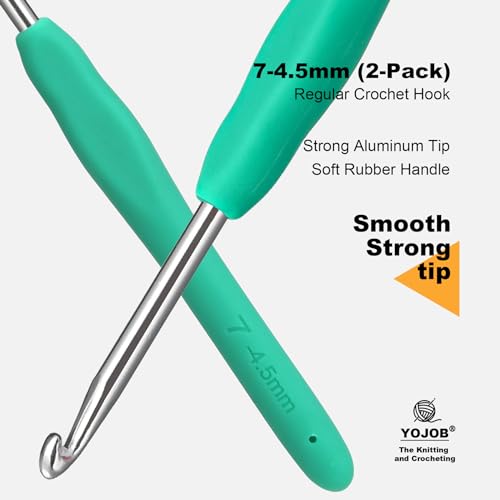 Image of 2Pcs 4.5mm Crochet Hooks, Ergonomic Crochet Hook for Arthritis and Beginners, Extra Long, Smooth, Comfortable (7 /4.5mm)