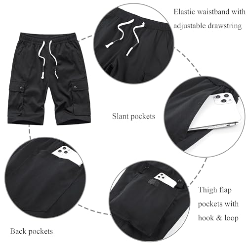 VtuAOL Women's Cargo Shorts Casual Elastic Waist Comfy Relaxed Fit Shorts3