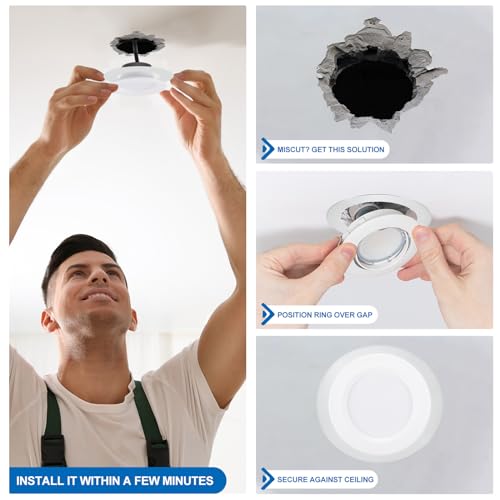 Image of PATIKIL Goof Rings Inner Diameter 2.99 inch, Outer Diameter 4.72 inch, 4 Pcs Metal Goof Rings Cover Recessed Light Trim for Ceiling Wall Fixtures Can Lighting Down Light LED, Matte Finish Chrome
