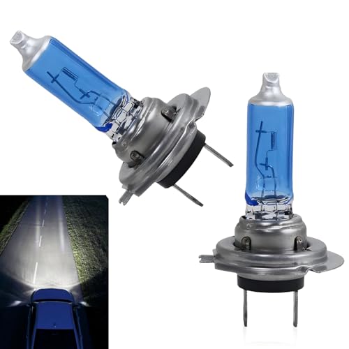 Eratus 2 PCS H7 Car Halogen Fog Lamp, 12V 100W 850LM High Brightness Two-pin Quartz Glass Front Rear Fog Lamp, One-piece Waterproof Plug Play Lighting Accessories, Suitable for Most Cars (White)