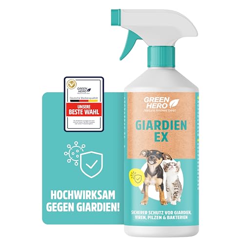 Green Hero Giardien EX Desinfektionsmittel Spray für Hund & Katze 500ml | Hochwirksam gegen Giardien, Bakterien, Viren & Pilzen | Dermatologisch getestet zur Desinfektion von Tieren und Umgebung