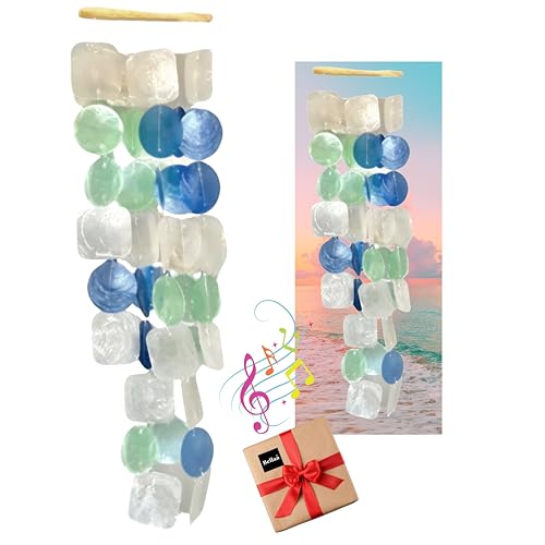 Bellaa 22906 Wind Chimes Outdoor, Garden Decorations, Musical, Indoor/Outside Windchimes, Gifts for Mom, Capiz Sea Glass Shells