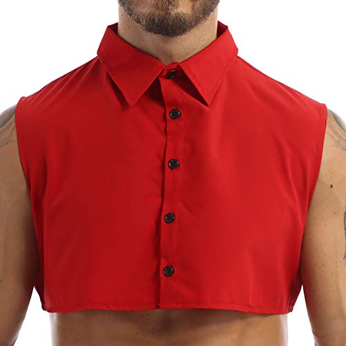 Fake Dickey Collar Solid Color Half Shirt for Young Man