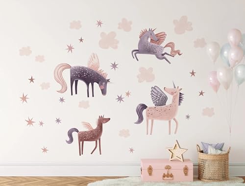 Vinilo decorativo unicornio rosa para pared set 1 + 2 miniatura 3