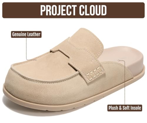 Image of Project Cloud 100% Genuine Leather Womens Clogs - Plush & Soft Insole with Arch Support Non Slip Mules & Clogs for Women Footwear - Water Resistant Women Shoes (Foamy)