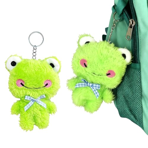 YIPFEN 1 Pièce Porte-clés Grenouille Kawaii, Porte Grenouilles Amusant, Peluche Décorative Verte, Vert Grenouille Decoration, Accessoire pour Sac et Clés de Voiture