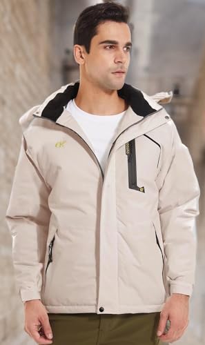 Image of QPNGRP Mens Waterproof Fleece Ski Jacket Windproof Winter Snow Coat