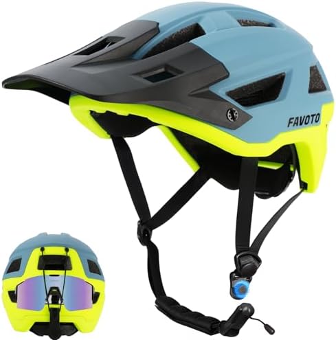 Favoto Casco de Bicicleta de Montaña con Visera - Tecnología Doble Inmould Casco MTB Ciclismo Ligero para Adultos CE Certificado Ajustable