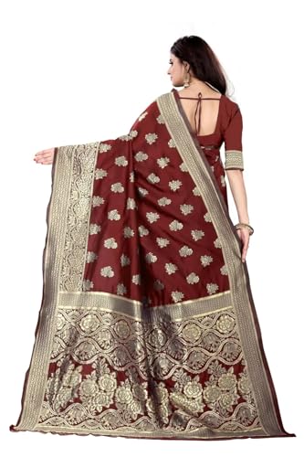 Sugathari Sari Banarasi Women Pure Silk Kanjivaram Soft New Ladies 2023 Design Wear Pattu Sarees Latest Collections Cotton Party Sari with Blouse Piece for Wedding Sadi (PARI 63