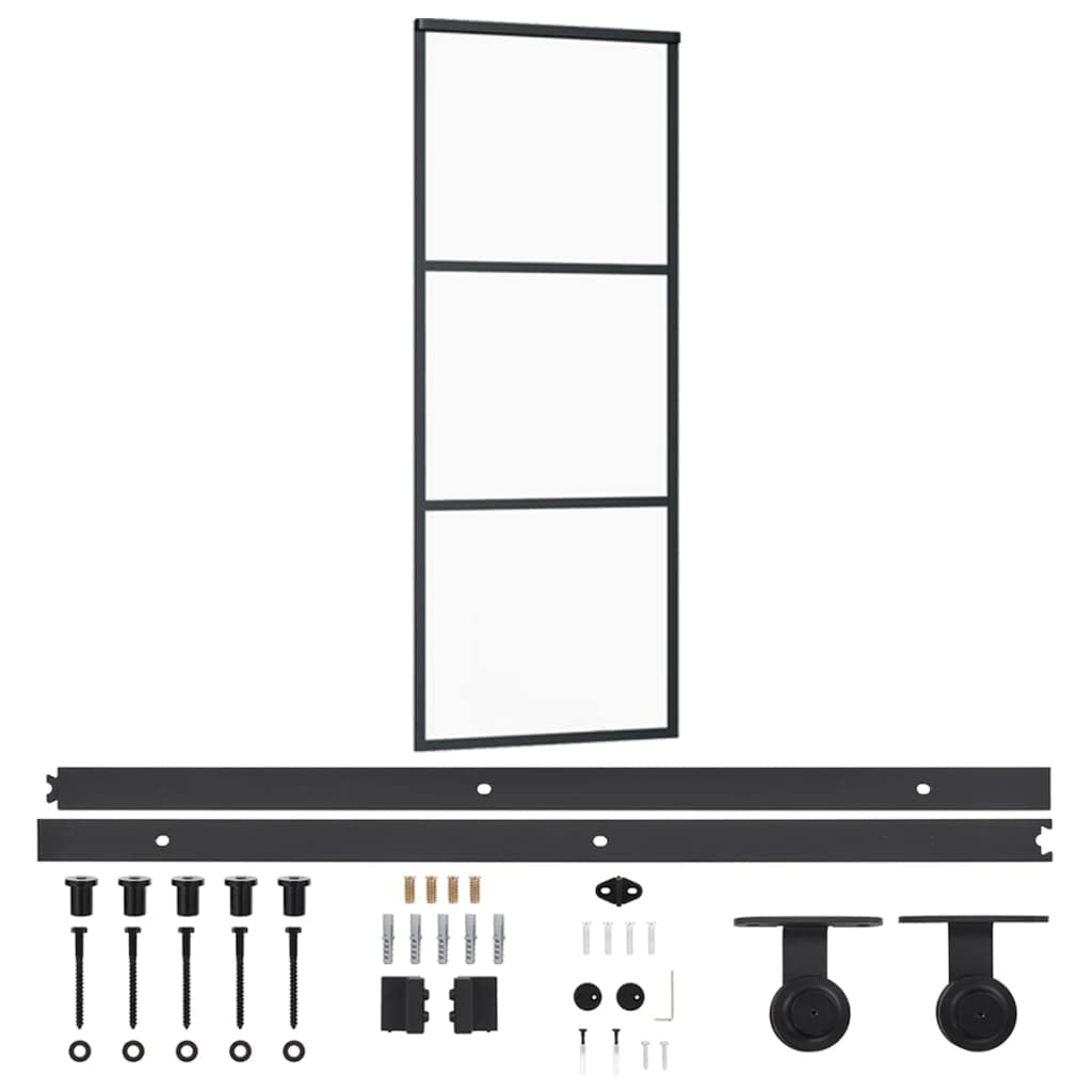 vidaXL Puerta corredera con herrajes ESG vidrio y aluminio 76x205 cm