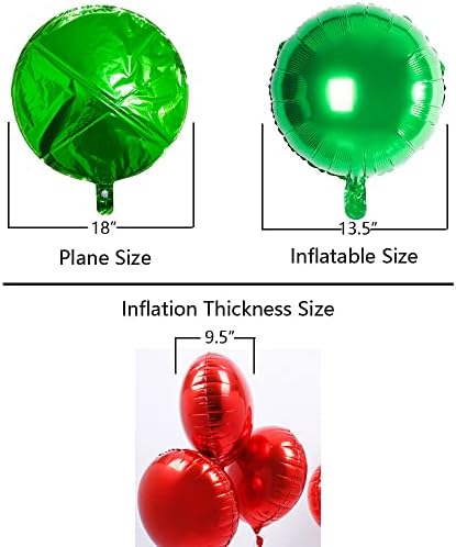 18" Green Round Shaped Foil Balloons Mylar Helium Balloons for Birthday Party Wedding Baby Shower Decorations, Pack of 20