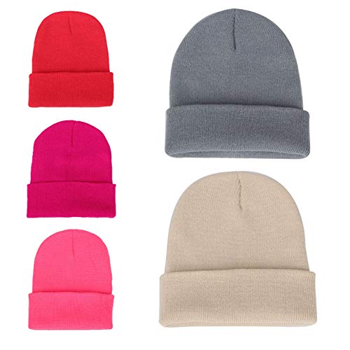 Byyushop Warm Hats,Men Women Solid Color Warm Woolen Knitted Cap Fluorescent Cuffed Beanie Hat - Black #TOP1