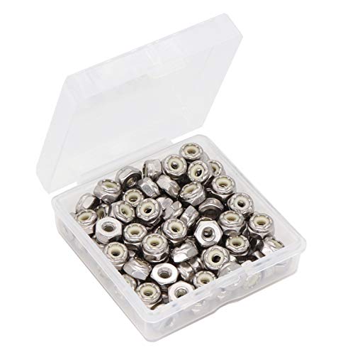 Image of 100pcs 6-32 304 Stainless Steel Nylon Inserted Lock Nut, 18-8#6-32 Nylock Nuts, #6 Nylon Lock Nuts for 3D Printer, Models, Toys
