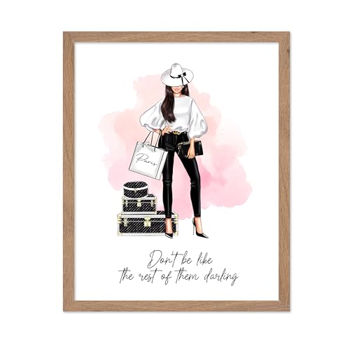 Image of Poster Master Don't Be Like The Rest of Them Darling Poster - Fashion Print - Positive Quote Art - Trendy Art - Gift for Women & Fashionista - Decor for Bedroom or Girls Room, 16x20 Beige Framed