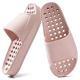 GETOEU Shower Shoes for Women and Men with Drain Holes Massage Slide Sandals Soft Cushioned Anti-Slip Pool Slides Comfort Thick Soled Gym Shower Shoes Quick Drying Bathroom Spa Slippers,Pink