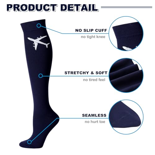 2 Pairs Travel Compression Socks for Men Women 15-25 Mmhg Graduated Knee High Compression Socks for Travel and Flight4