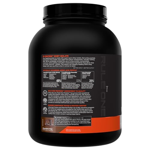 Image of Rule 1 Proteins R1 Protein Whey Isolate, Chocolate Fudge, 42 Servings | 25g of Protein from Whey Isolates and Hydrolysate isolates for Workout Recovery and anytime use