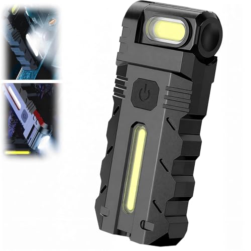 CBDYWVR 180° Rotating Head LED Work Light with Clip, Dual Beams, USB-C Rechargeable & Magnetic Base Design, Rotating Magnetic EDC Light Suitable for Car Repair, Camping, Emergency Lighting (1PCS)