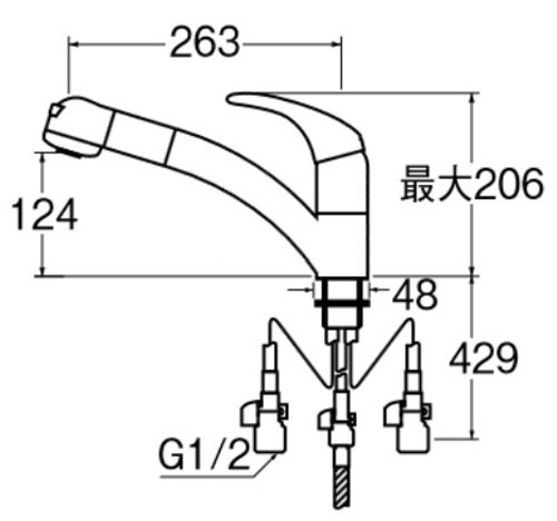Amazon | SANEI キッチン用 寒冷地仕様 シングルワンホールスプレー