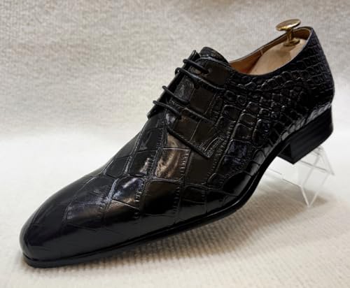 Santimon Men's Crocodile Pattern Leather Oxfords Shoes - Classic Lace-Up Formal Dress Shoesfor Men, Business Wedding Office Footwear2
