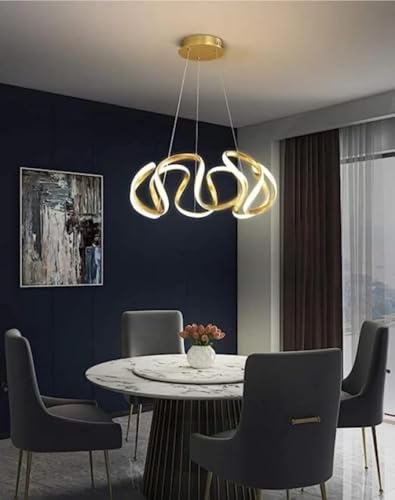 Image of Unique Design 3 Light LED Chandelier Pendant Lamp for Living Room, Dining Table & Home Ceiling Decor for Bar & Hotel (Gold Chandelier)