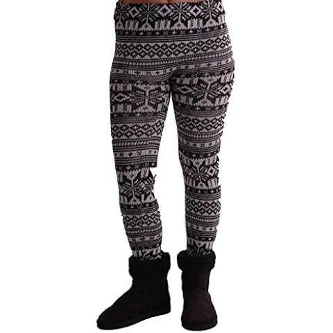 Eyecatch TM - Womens Nordic Style Cozy Warm Sweater Knit Leggings One Size Black Cover