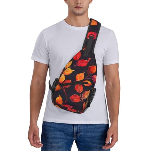 Bolso cruzado con estampado hojas otoñales para mujer y hombre miniatura 7