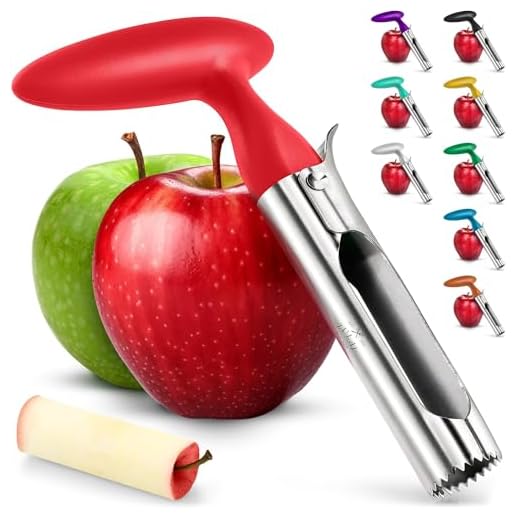 Premium Apple Corer - Easy to Use Durable Apple Corer Remover for Pears, Bell Peppers, Fuji, Honeycrisp, Gala and Pink Lady Apples - Stainless Steel Best Kitchen Gadgets Cupcake Corer - Zulay Red