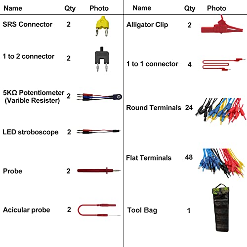 Makeronics 103-In-1 Automotive Circuit Test Leads Kit With Heavy Duty Back Probes, Wire Piercing Probes，Multi-Function Electric Tester Diagnostic Tool Wire Connectors Set, Carrying Case, Bags, Black #TOP3