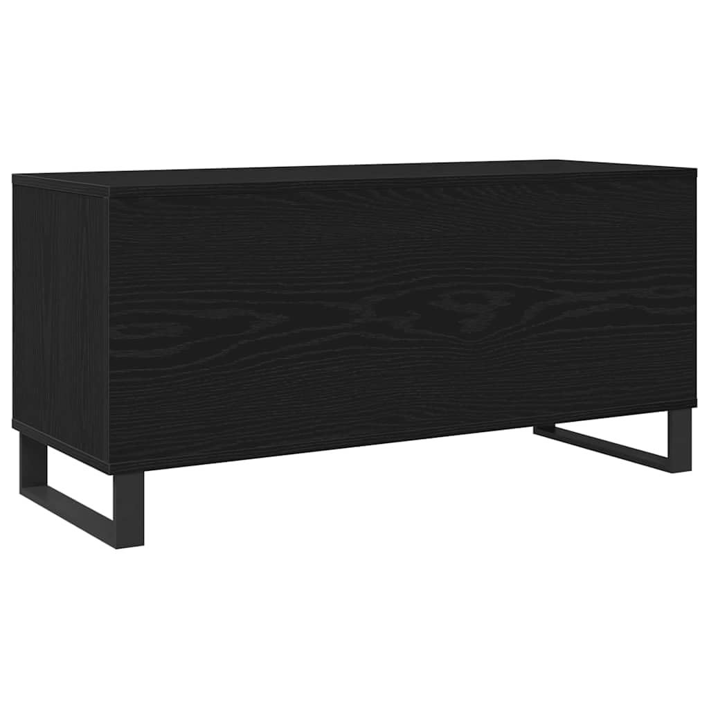 Armadietto per vinili, effetto rovere nero, 100 x 38 x 48 cm, in legno con 6 ripiani, mobile multimediale e mobile basso per soggiorno, home theater, TV, DVD, CD, vinile, console di gioco
