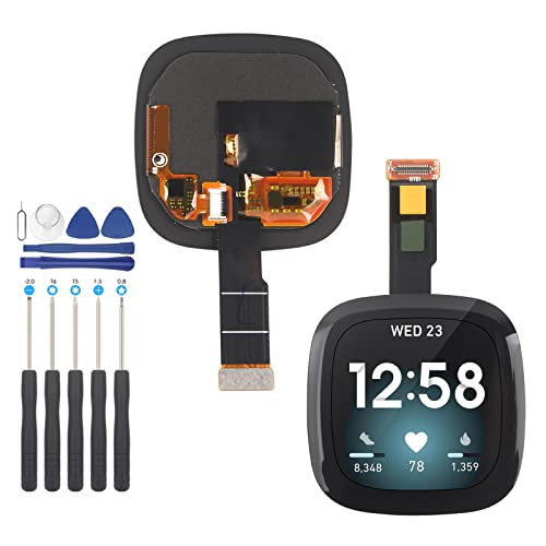 YWLRONG Replacement for Fitbit Versa 3 FB511 / Fitbit Sense FB512 Watch LCD Display Touch Screen Digitizer Assembly with Kit(Black)