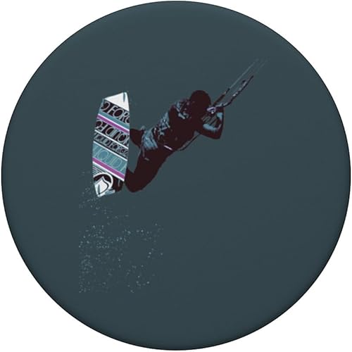 Miniatura 3 de Kitesurfing Action Kite And Surf Illustration PopSockets Standard PopGrip