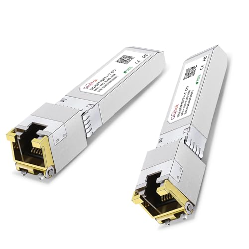 SFP+ to RJ45 10GBase-T Module, 1.25G/2.5G/5G/10G Copper SFP to Ethernet Networking Transceiver for Cisco SFP-10G-T-S, Ubiquiti UniFi UF-RJ45-10G, Meraki, Supermicro and More, up to 30m,2pcs