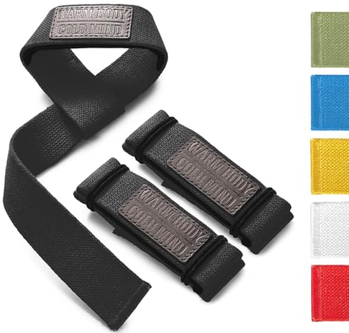 Image of WARM BODY COLD MIND Lasso Lifting Wrist Straps for Cross Training - Rated at 770 lb - Hand Wraps for Olympic Weightlifting, Powerlifting, Weight Lifting, Bodybuilding Strength Deadlift Gym Bar, Cotton