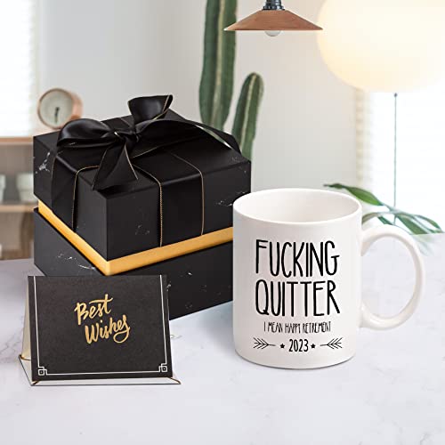 Funny Retirement Gifts For Men Women-Quitter I Mean Happy Retirement Coffee Mugs 2023, Unique Retired Mugs Gift Ideas For Coworkers Office & Family #TOP6