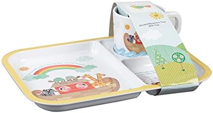 Queens Little Rhymes Noah's ARK Divided Melamine Tray Cup Set OP STK 2, Multi-Colour, 20.5 x 20.5 x 26.5 cm