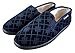 Dunlop - Homme Confortables Eponge Memory Foam Fourrées Peluche Plaid Chaussons Pantoufles Mocassin (45 EU, Blue)