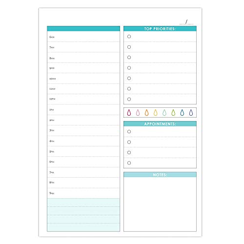 Erin Condren Daily Productivity 6 x 8.5 Notepad - Daily Planner with Hourly Agenda Schedule, to Do List for Priorities or Goals, and Appointment Reminders.