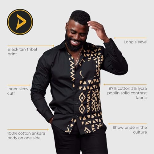 D'IYANU | Abiade Men's African Shirt – Premium African Attire – Button-Up Dashiki Shirt in Regular & Plus Sizes3