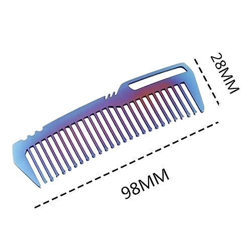 Peine mini portátil de titanio, doble diente, metal liviano miniatura 2