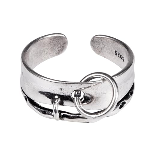 CH.yishi Handmade 925 Sterling Silver Ring Adjustable Stacking Ring Vintage Statement Ring Personalized Jewelry for Women & Men (Repair)